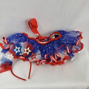 Adorable Red/White/Blue Stars Patriotic Baby Girls Tutu Tie Back Skirt 12M+